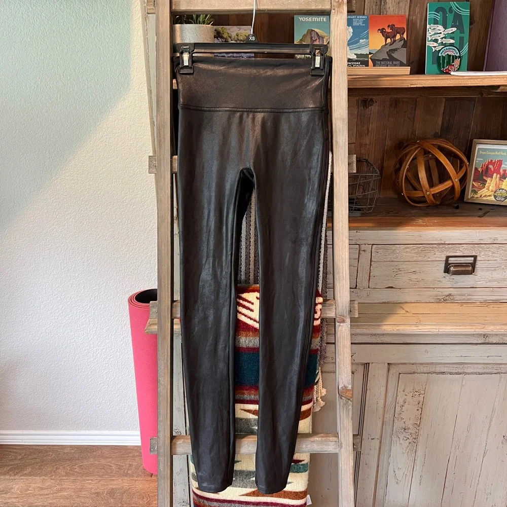 SPANX Black Faux Leather High-Waist Leggings